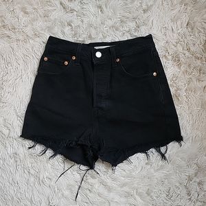 Women's Levi's Ribcage Shorts Black Lake - 25 Levi Strauss & Co.